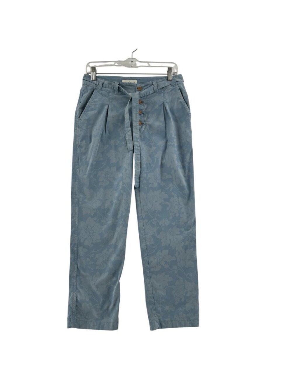 Sundance Bastille Easy Pants Womens Size 2 Floral Blue Pleated Tie Waist Pockets